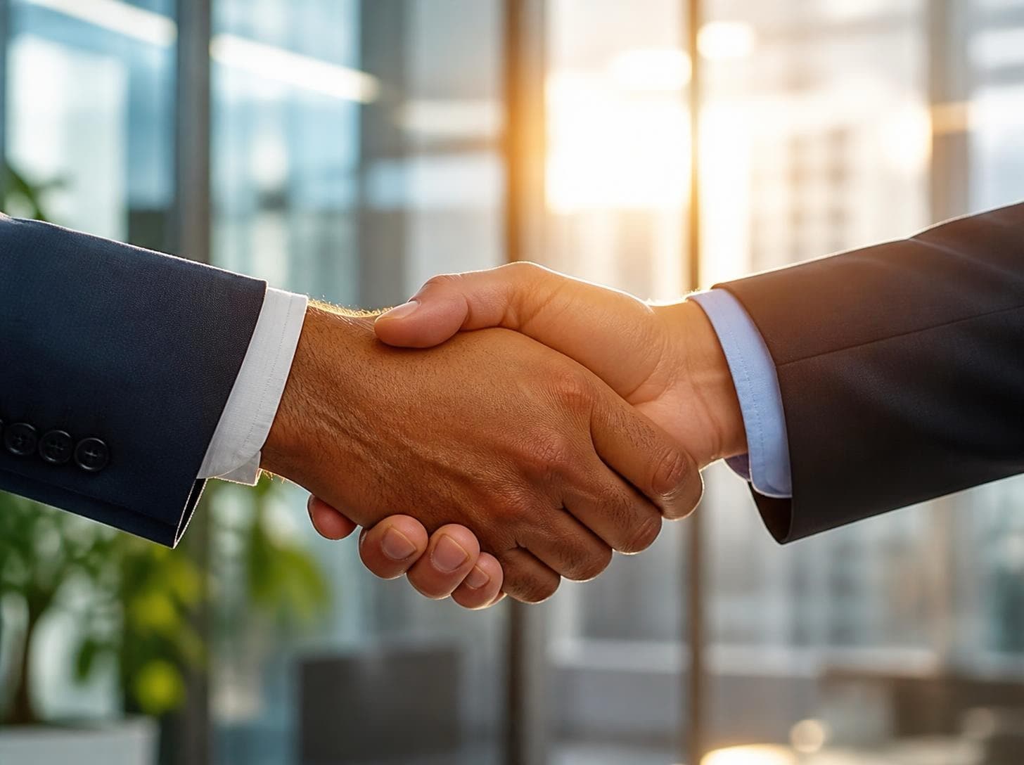 A close-up handshake between two colleagues, sealing an agreement